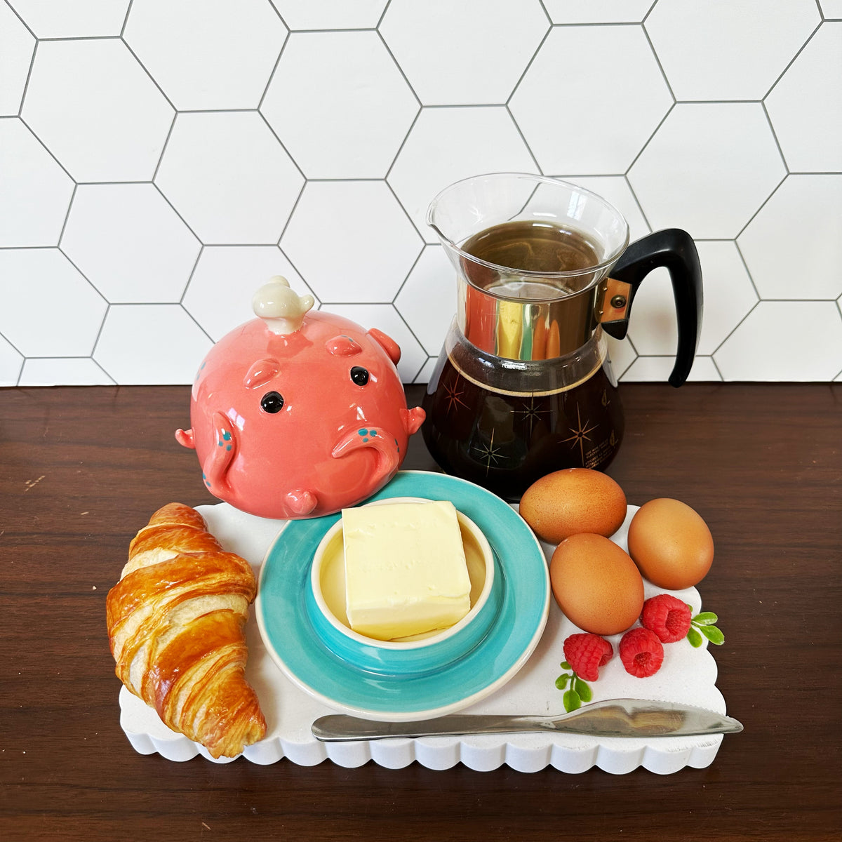 Pink Octopus Butter Dish