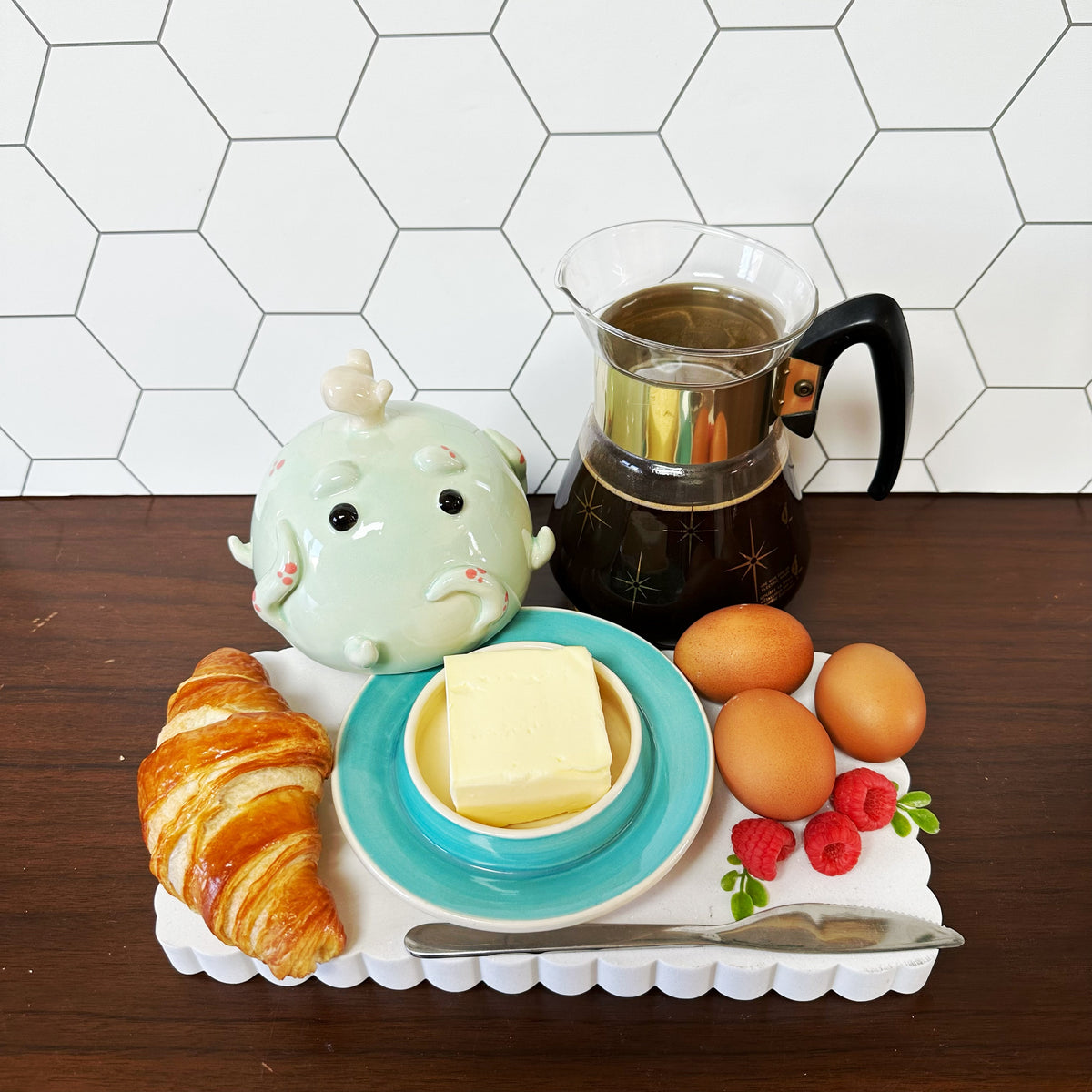 Teal Octopus Butter Dish