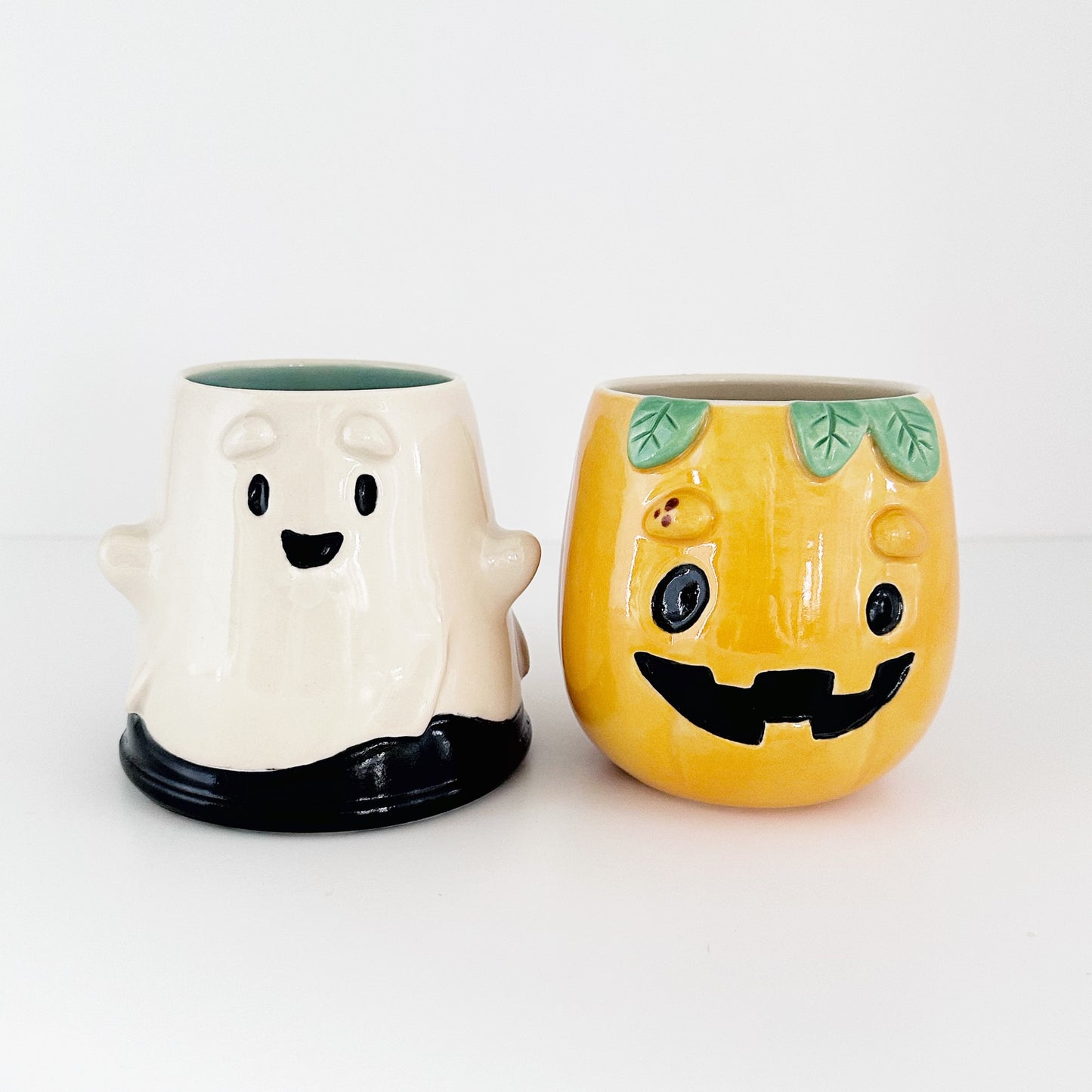 Ghost and Pumpkin Mug Set