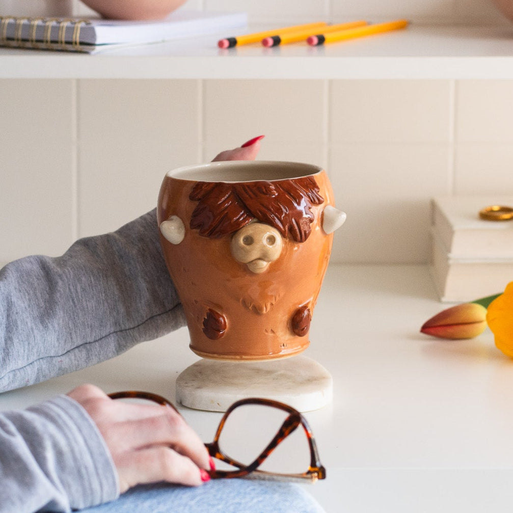 dishwasher safe handmade highland cow coffee tumbler