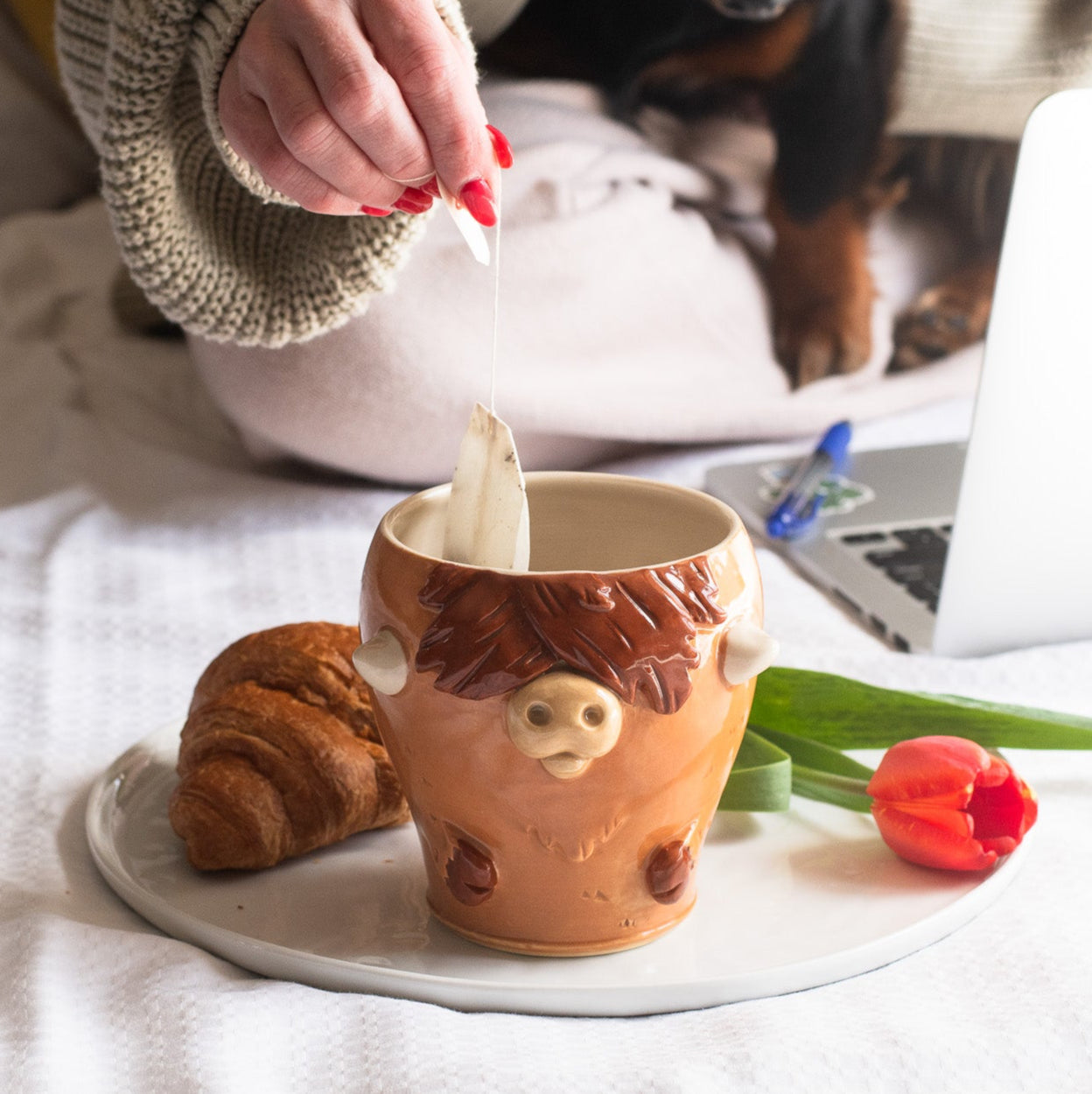 dishwasher safe handmade highland cow coffee tumbler
