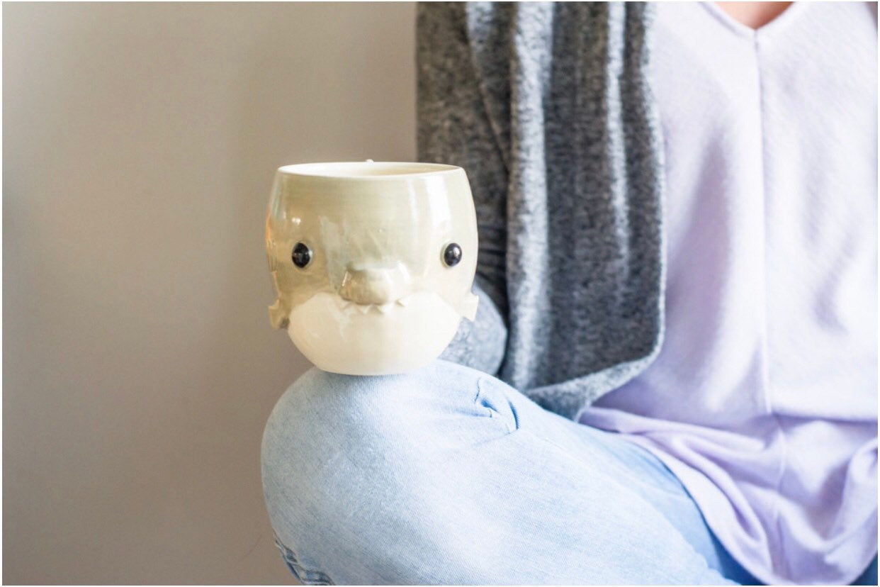 dishwasher safe handmade shark coffee mug