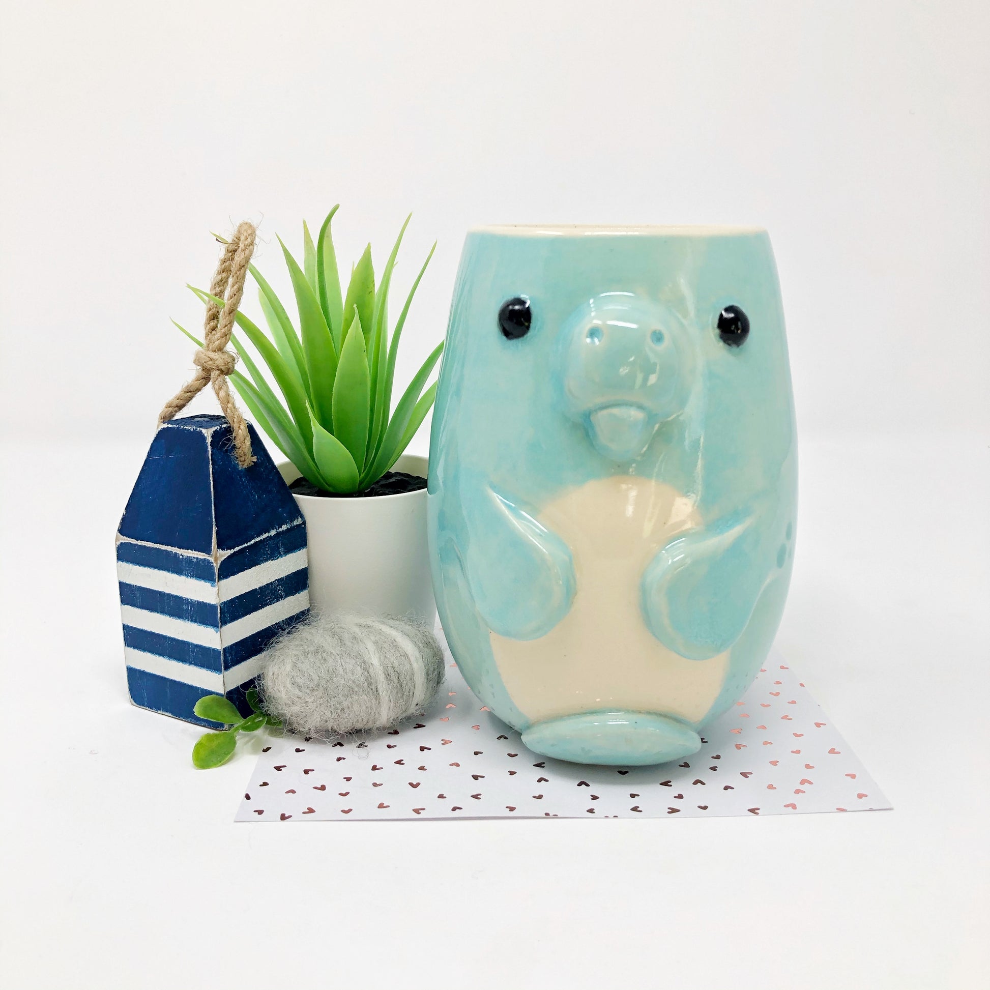 dishwasher safe handmade manatee coffee tumbler