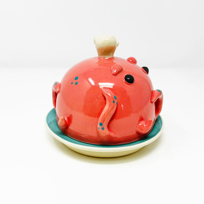 Pink Octopus Butter Dish