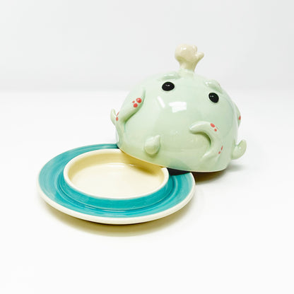 Teal Octopus Butter Dish