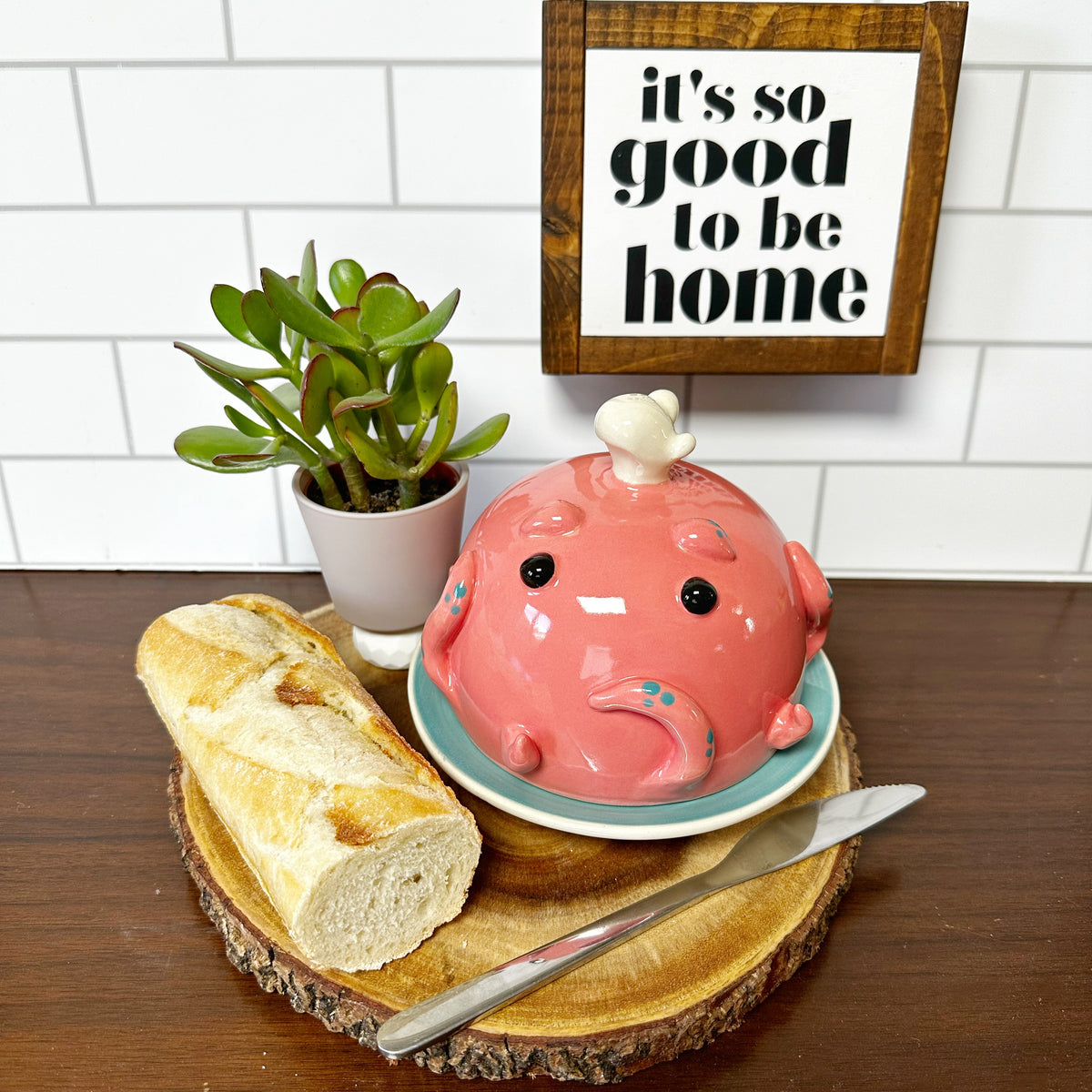 Pink Octopus Butter Dish