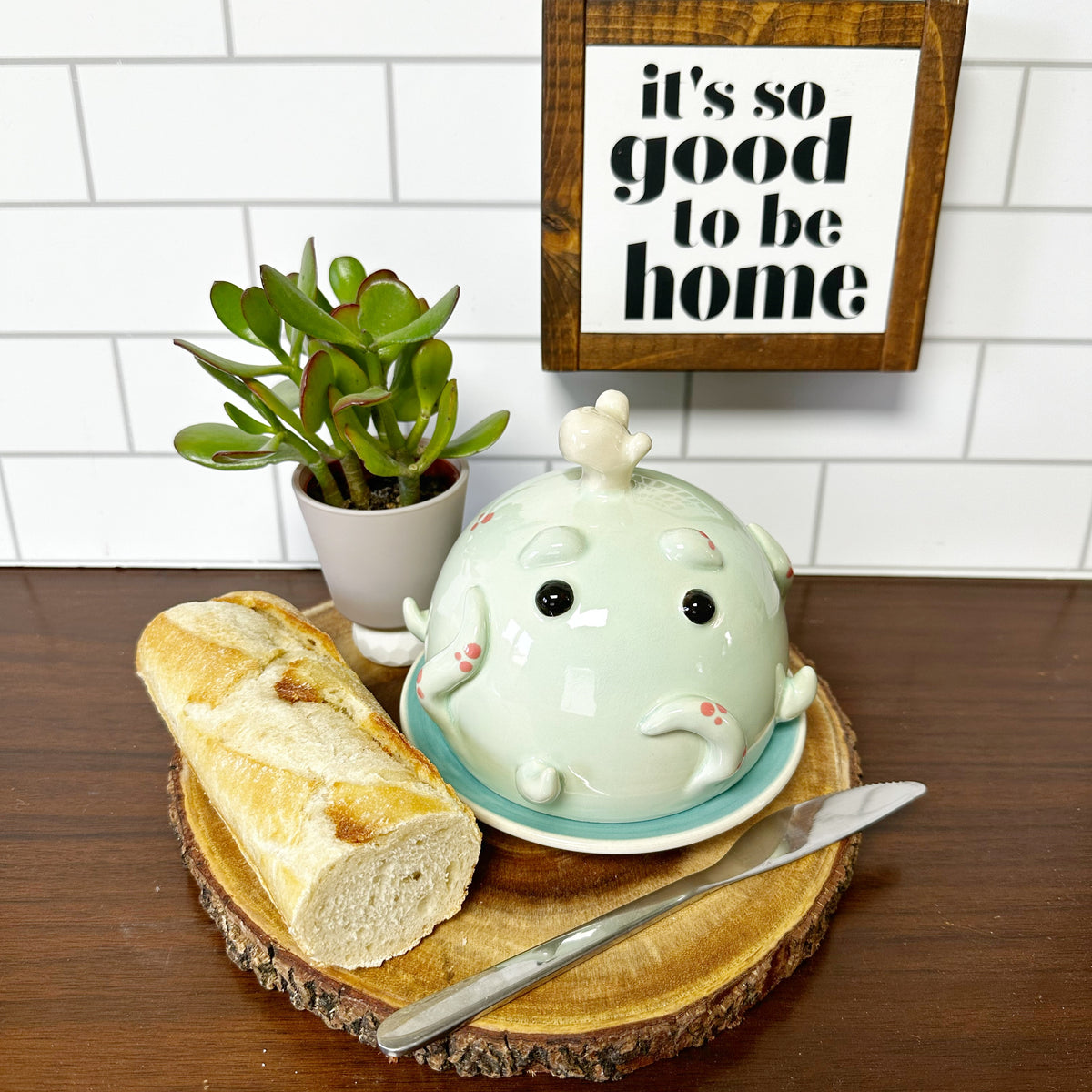 Teal Octopus Butter Dish