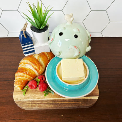 Teal Octopus Butter Dish