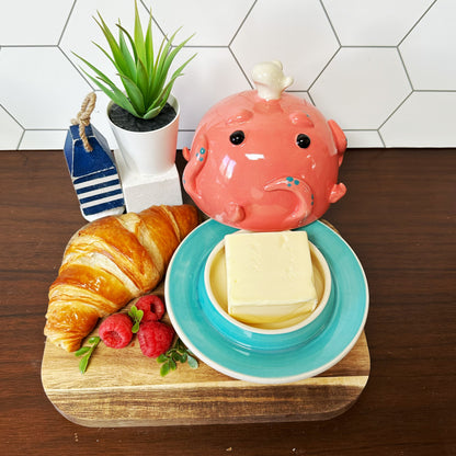 Pink Octopus Butter Dish