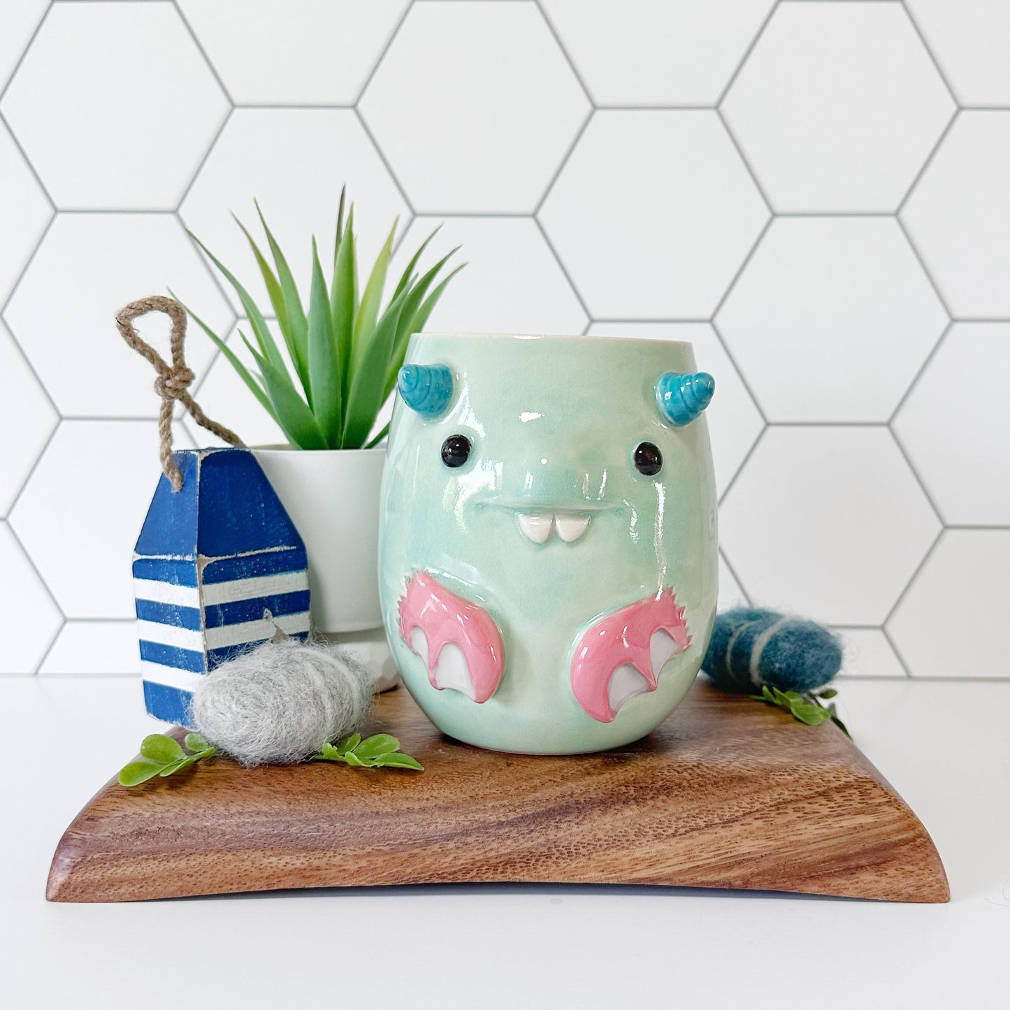 Teal Monster Mug 3