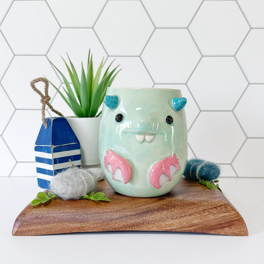Teal Monster Mug 3