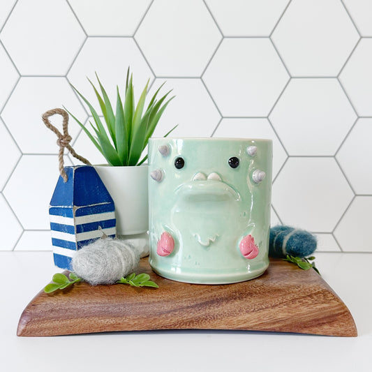 Teal Monster Mug 8