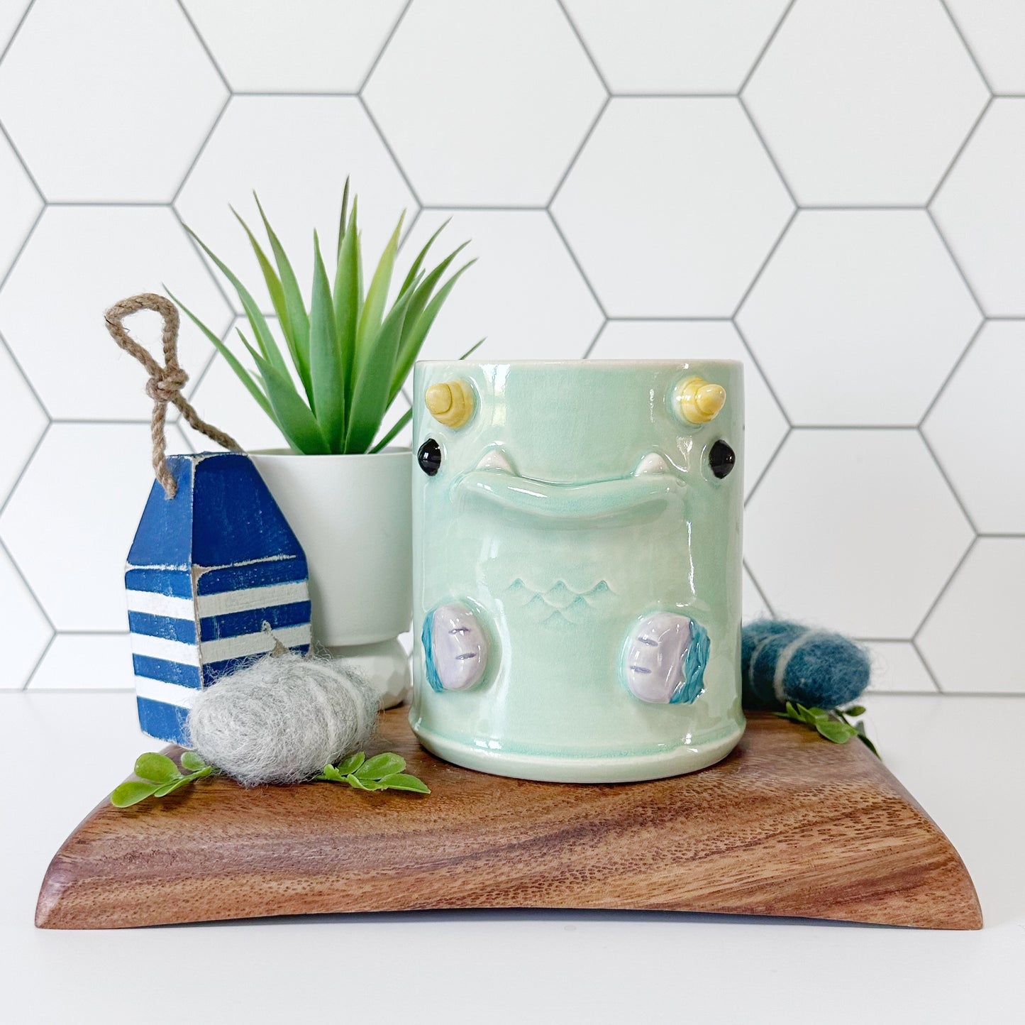Teal Monster Mug 7