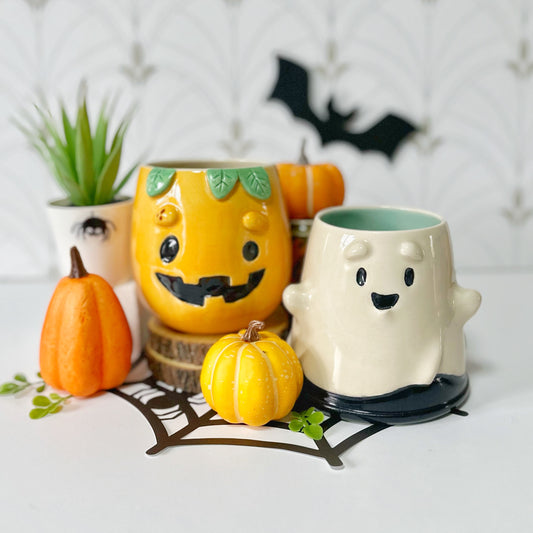 Ghost and Pumpkin Mug Set