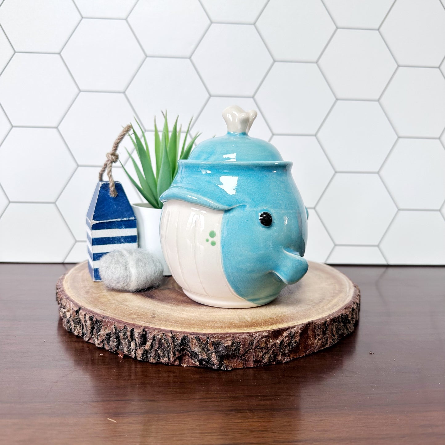 Small Whale Lidded Jar