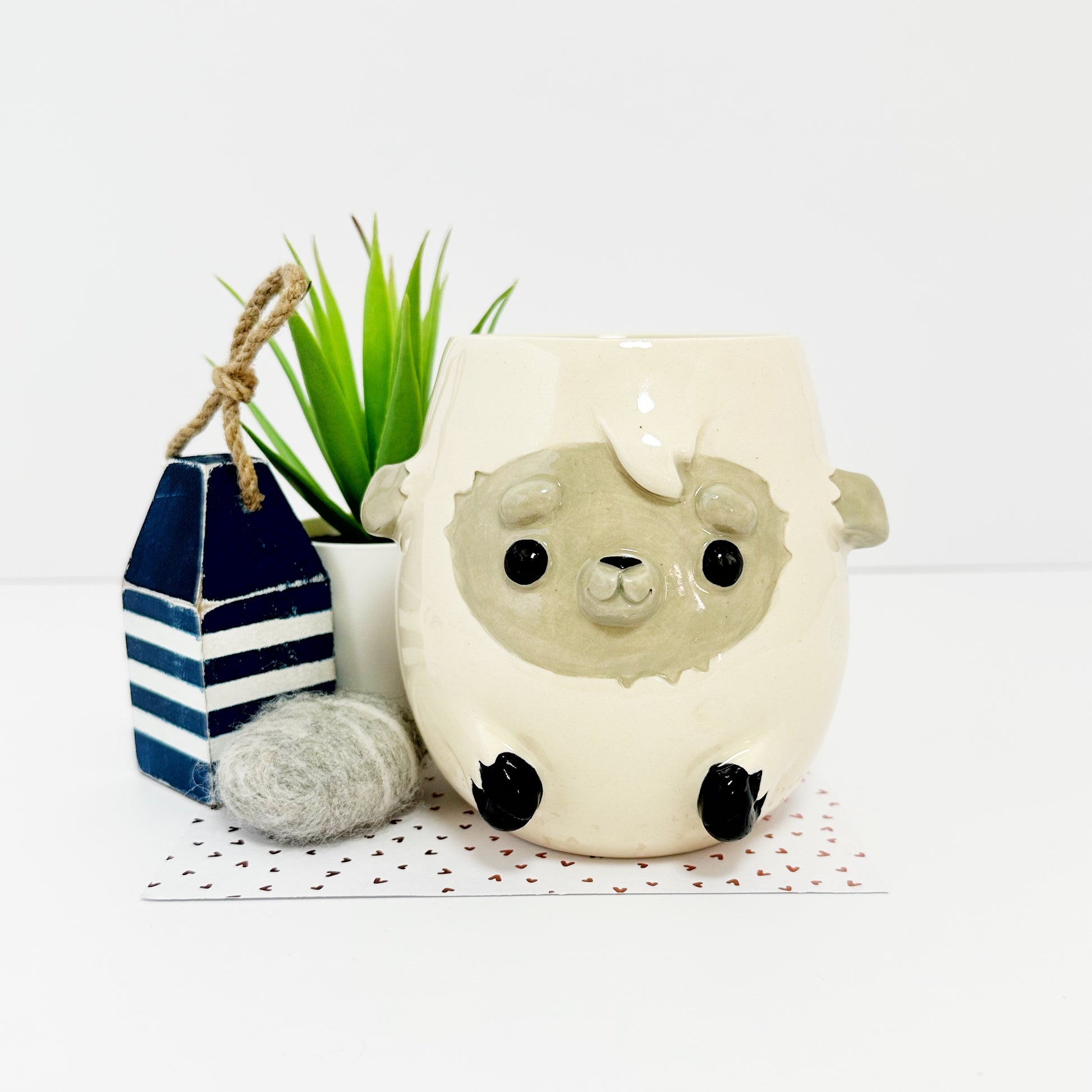 dishwasher safe handmade sheep coffee tumbler