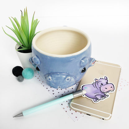 Hippo Die Cut Sticker