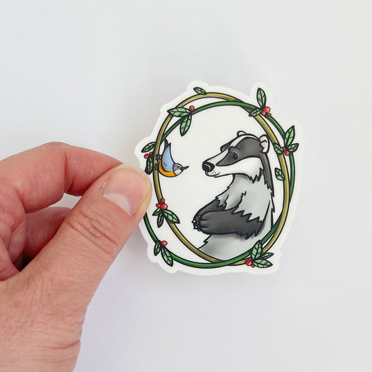 Badger and Nuthatch Die Cut Sticker