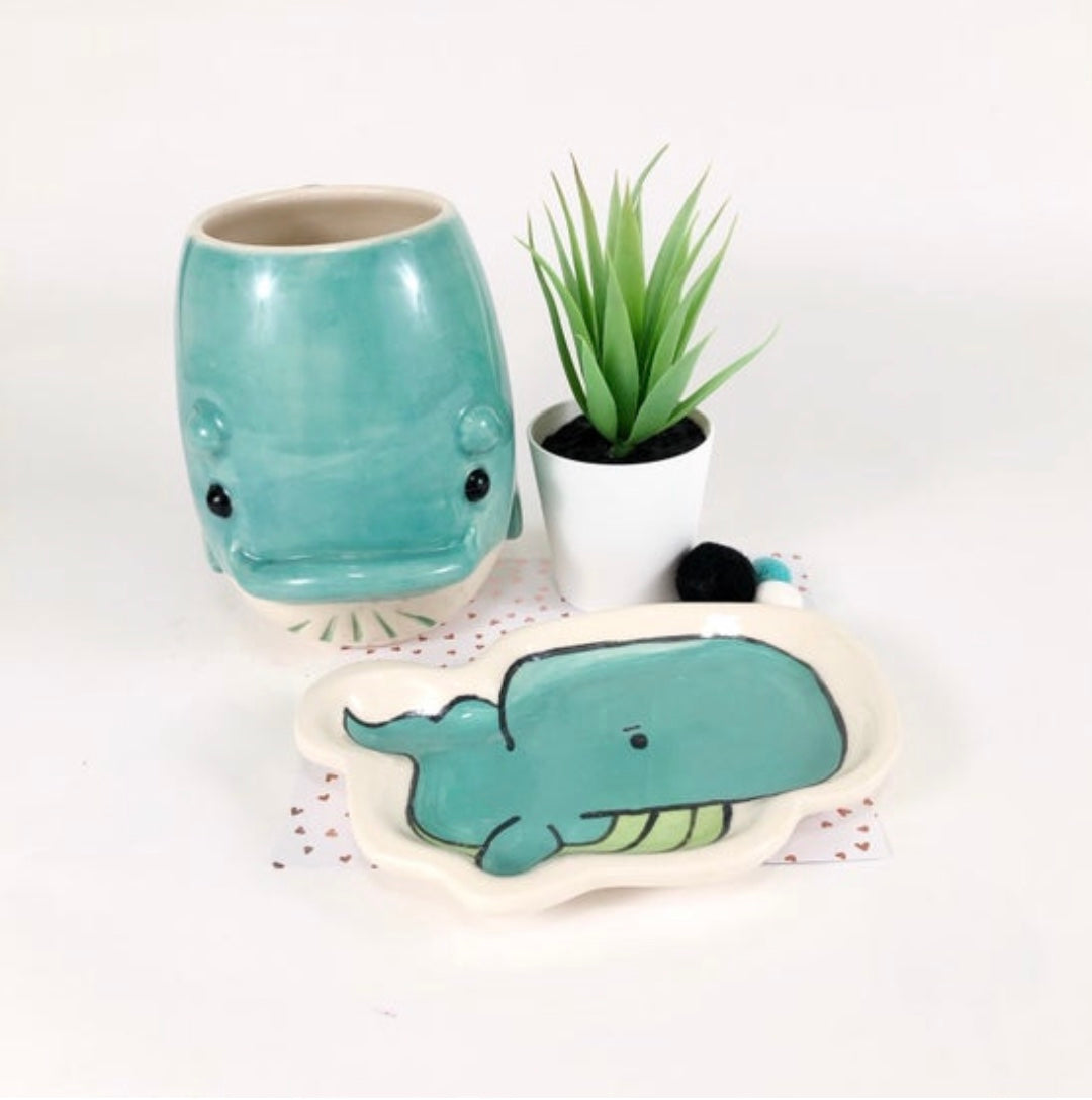 Blue Whale Mug and Spoon Rest Set