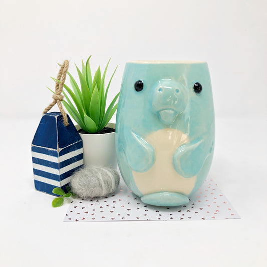 dishwasher safe handmade manatee coffee tumbler